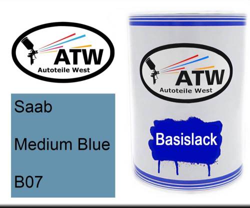 Saab, Medium Blue, B07: 500ml Lackdose, von ATW Autoteile West.